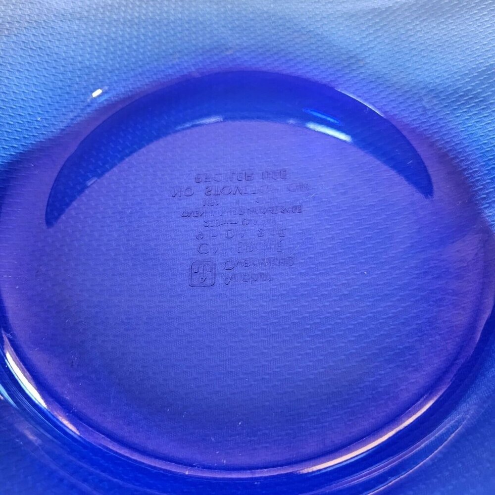 Anchor Hocking Cobalt Casserole Bowl w/ Lid 2qt handles 9" vtg blue kitchen - Picture 5 of 15
